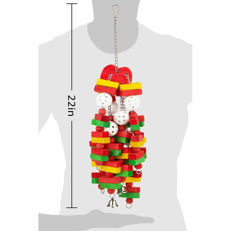 MEWTOGO - Juguetes de masticación para Loros Grandes, Multicolor-Apple