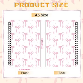 Wxiben Pink Bow Notebook Journal - Coquete Notebook Journal for Women Girl Pink Aesthetic Journal Spiral Lined Notebook Christian Gift for Work School Office Student Bible Study Supplies 5.5 x 8.3Inch