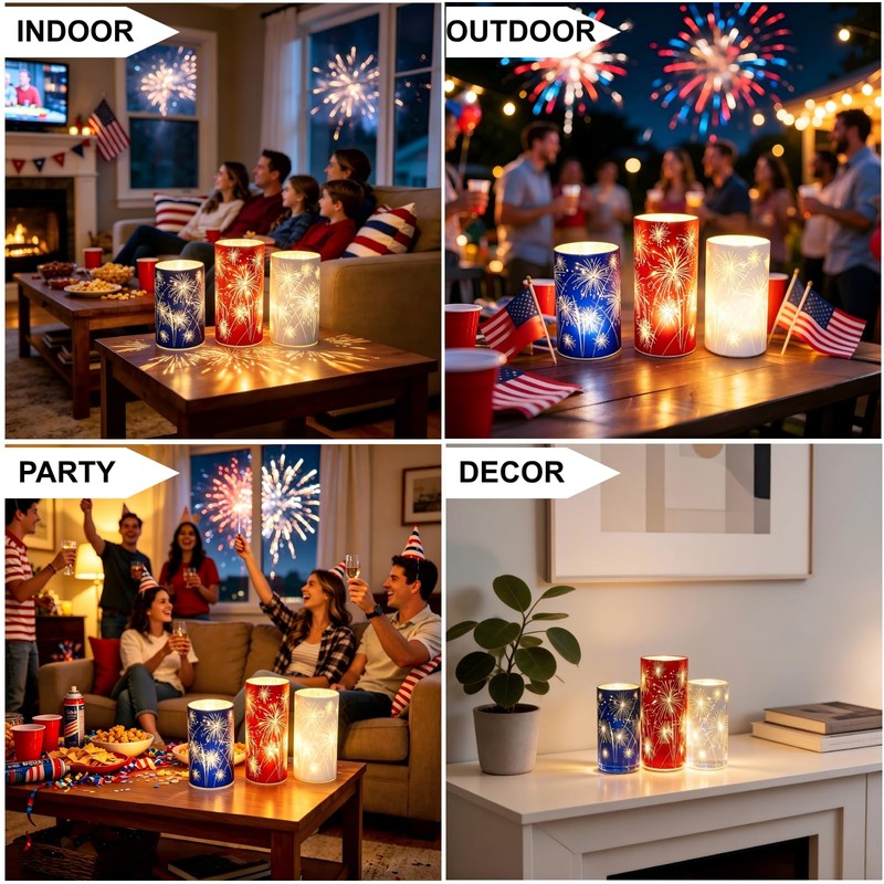 Set of 3 Celebration Hurricanes Firework Lights Christmas Decoration