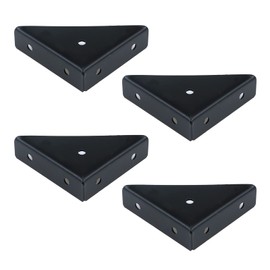 Dnyta 90 Degree Bracket Heavy Duty, 4 Pack Triangle Shelf Brackets Metal Wall Mounted Support Corner Bracket L Brackets for Shelves Wood Cabinets-Black