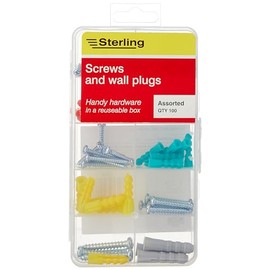 Sterling PSCRPL1 Screws and Wall Plugs, Transparent, Set of 100 Pieces