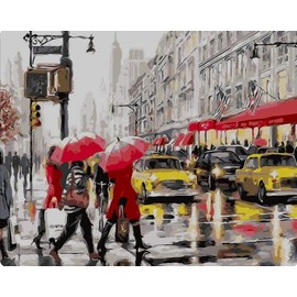 Syntego DIY Paint by Numbers for Adults, Streets of New York Canvas Acrylic Painting Kit with Paintbrushes Approx 50 x 40cm(16" x 20")