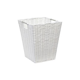 ARPAN Set of 2 White Square Waste Paper Bin White Resin Plastic Strong Square Basket Storage Ideal For Home, Office, Hotels