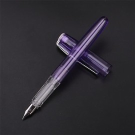 5 Pcs Fountain Pen, 0.5mm Fine Nib Transparent Fountain Pen, Smooth Writing Ink Pens for School Office Supplies (Transparen Purple)