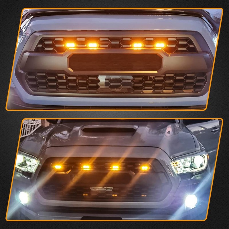 AUXLIGHT Car Accessories, 4PCS LED Front Grille Raptor Lights with
