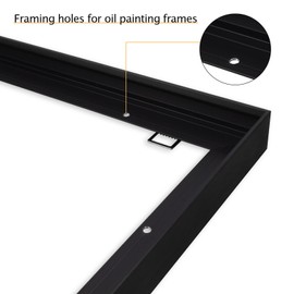 Podronale 16"x20" Aluminum Canvas Frame with 9/10" Thickness Blank Stretched Canvas for DIY Oil Painting (Black)（2 Canvas+2Frames）