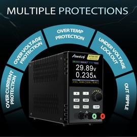 Abestop DC Power Supply 60V/5A Adjustabel Switching Bench Supply Fanless and Ultra-Silent Low Noise Programmable Power Supply (60V/5A/150W/ ATS6155)