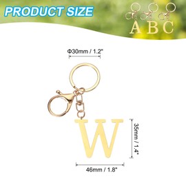 PATIKIL Initial Letter Key Chain, Letter A-Z Keychain Initials Keyring Cute Metal Alphabet Keyrings for Keys Handbag Backpack, Golden (W)