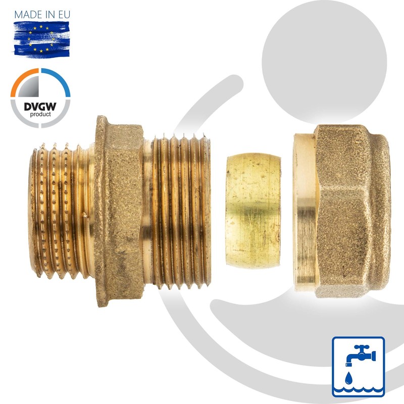 tecuro MS Compression Ring Connector, Screw-In Fitting with Cylinder Thread