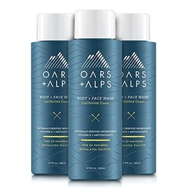 Oars + Alps Mens Moisturizing Body and Face Wash, Skin Care Infused with Vitamin E and Antioxidants, Sulfate Free, California Coast, 3 Pack, Size May Vary