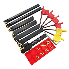 ASZLBYM 21PCS 1/2"/12mm Shank Indexable Carbide Lathe Turning Insert Tool Holder Bit Set for Turning Grooving Threading Boring with Indexable Carbide Turning Insert CCMT21.51 DCMT 16ER 11IR MGMN200-G