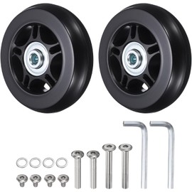 Suitcase Wheels Replacement Wheels Suitcase Wheels Replacement 64 x 24 mm for Trolley Hard Case Wheels Set with Ball Bearing + Mounting Accessories, Universal Repair Parts for Suitcases