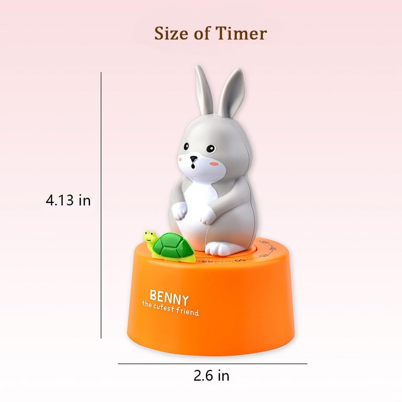 Cute Bunny Timer 60-Minute Mechanical Kitchen Timer for Easter Basket