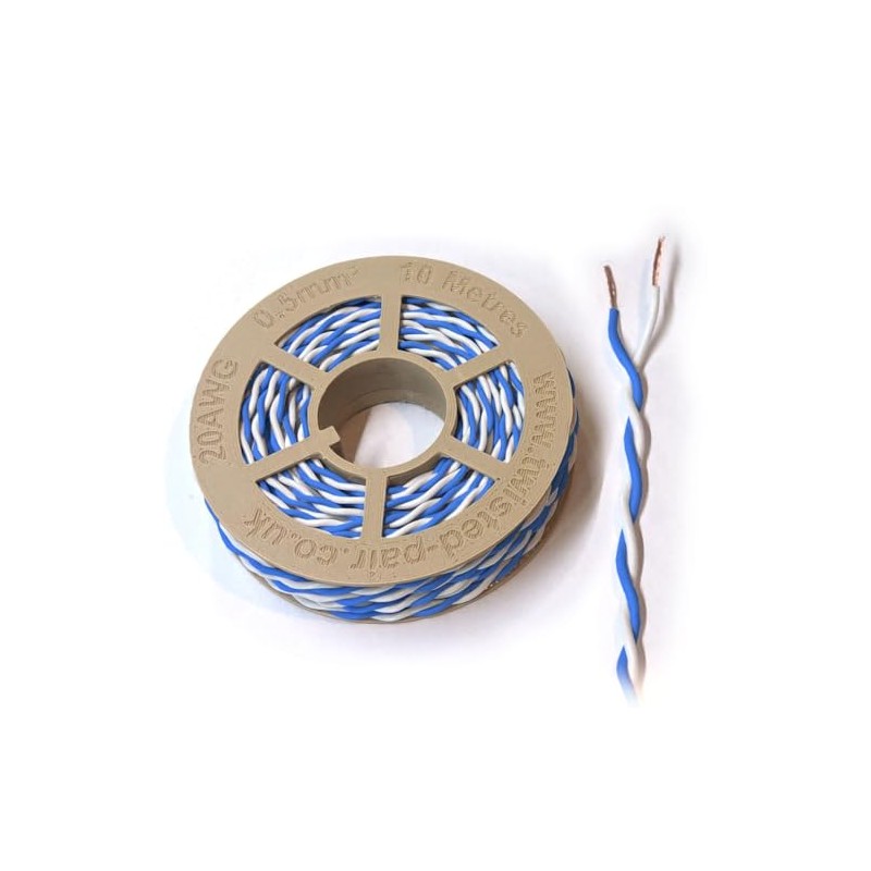 Blue & White Twisted Pair Wire 20 AWG / 0.5mm²