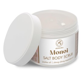 Körperpeeling Monoi 500 g - Salz Peeling für Körper - Körperpeeling mit Jojobaöl & ätherisches Ylang-Ylang-Öl - Aromatisches Körperpeeling - Tiaréblüten Duft - Körperpflege - Salt Body Scrub
