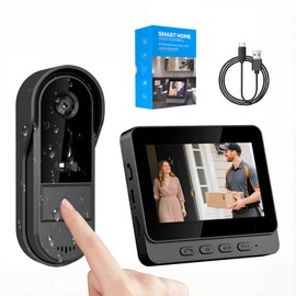 Pak2iaa Wireless Video Doorbell Camera with 4.3 Inch IPS Monitor, 1080P HD Video, 170° Wide Angle, Two Way Audio, Night Vision, IP65 Waterproof, No WiFi or Monthly Fee Smart Doorbell for Home