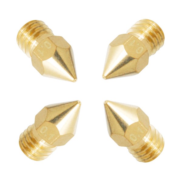 Ohamtes 4pcs 0.1mm MK8 High Quality Brass Nozzle (For 3D