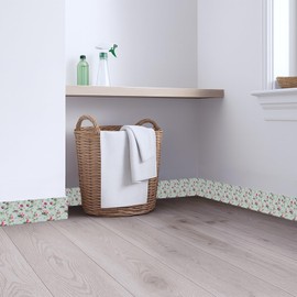 IOHEFY Pink Rose Wallpaper Border 196x4 Inch Peel and Stick Wall Border Removable Vinyl Wall Trim Floral Rose Pattern for Kitchen Bathroom Bedroom Living Room Farmhouse Home Decor