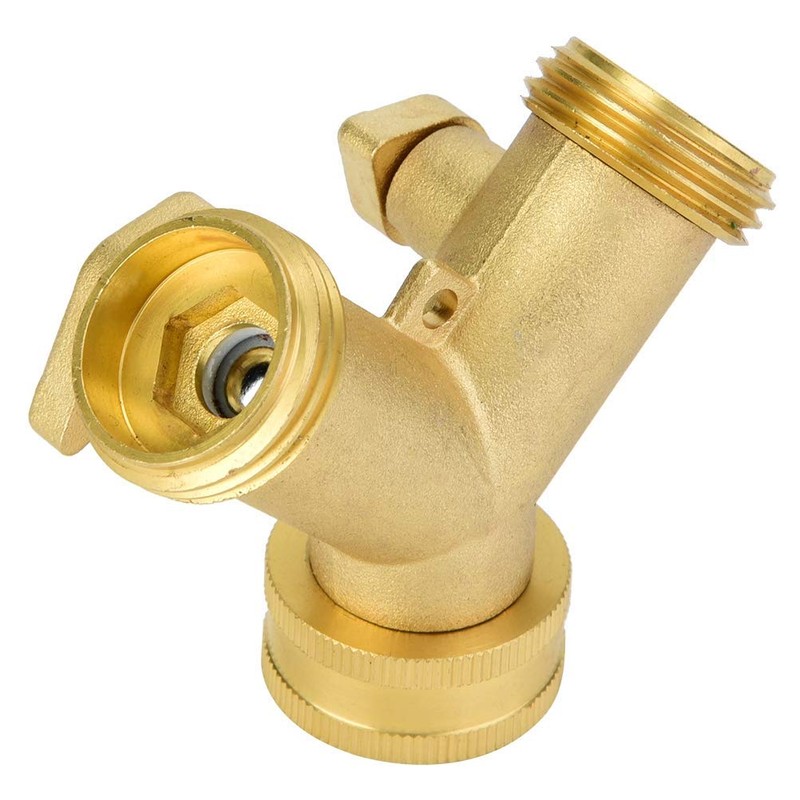 Fdit 3/4 Inch Double Outlet Brass Ball Valve Hose Connector