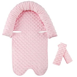 Car Seat Head Support Infant Baby Carseat Head Support & Strap Covers for Newborns Ultra Soft Minky Dotted Fabric Infant Car Seat Insert Perfect for Baby Carseats, Strollers, and Bouncers