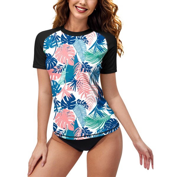 BesserBay Women's Short-Sleeved Rash Guard with Beautiful Patterns, UV Shirt