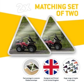 2 x Triangle Stickers 10 cm - Border Collie Sheepdog Quad Farm Bike Fun Decals for Laptops,Tablets,Luggage,Scrap Booking,Fridges #24179