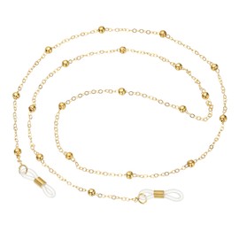 PATIKIL Eye Glasses Holders Around Neck, Light Gold Metal Bead Eyeglasses Strap Fashion Stylish Beaded Lanyard Glasses Chain for Women Sunglasses Old Lady Glass, 1 Pcs