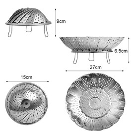 Vicloon Steamer Insert for Pot, Adjustable Steamer Insert (15 cm - 27 cm), Stainless Steel Steamer, Steamer Insert for Pot for Vegetables, Fish Seafood and Various Cooking