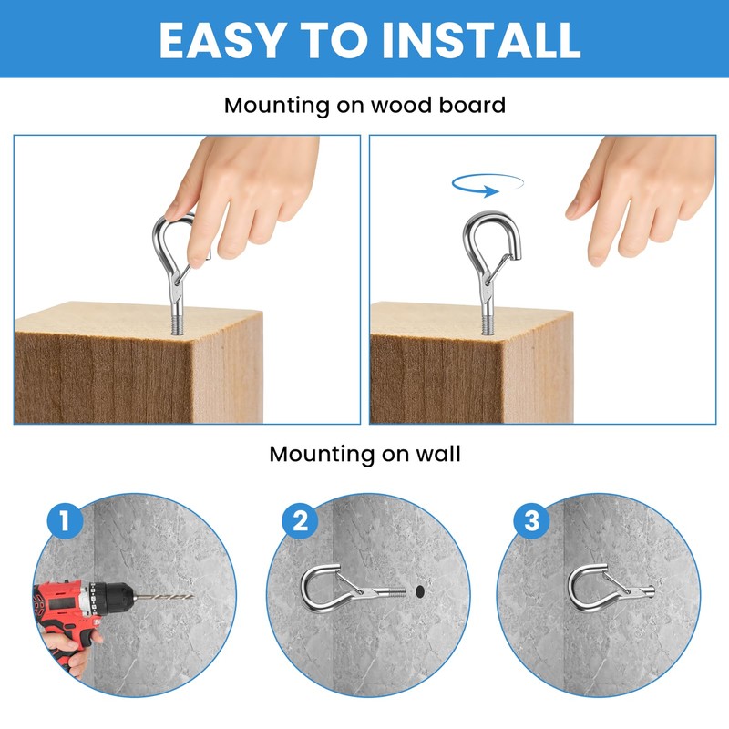 Pack of 12 Screw Hooks Thread M4 & M5 Hook