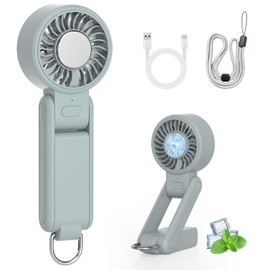 Handy Fan, 180° Stepless Adjustment, 2025 Model, Handy Fan, Cooling Plate, 4-Way (Tabletop, Handheld, Neck Hang, Carabiner) Small, Portable Fan, Cooling Sensation, Handheld Fan, Blast, 4 Levels of Air