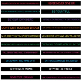 Sumind 100 Pcs Motivational Rubber Bracelets Bulk for Adult Silicone Inspirational Bracelets Bulk Quote Wristband Colored Stretch Wristbands Back to School Gifts for Student, 20 Style(Dark Colors)