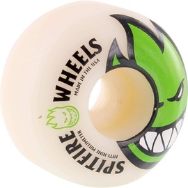 Spitfire 59mm Wheels Bighead White/Green Skateboard Wheels - 99a with Bones Bearings - 8mm Bones Reds Precision Skate Rated Skateboard Bearings (8) Pack - Bundle of 2 Items