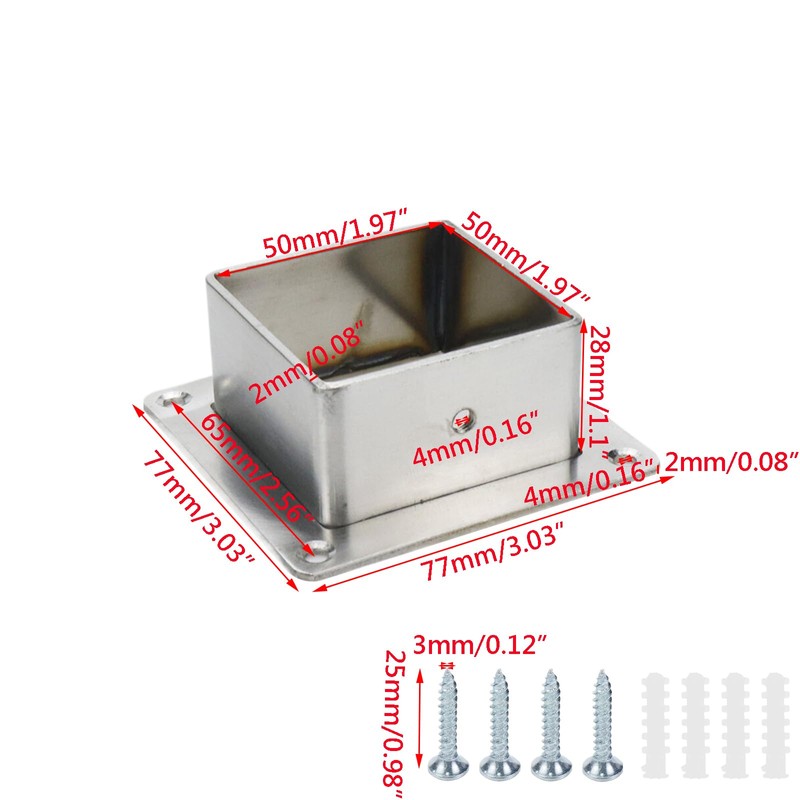 Wealrit 4 Pcs Square Post Bases Stainless Steel Flange Anchor