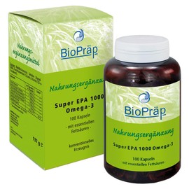 BioPräp Super EPA 1000 Omega-3 Kapseln | 100 Kapseln | mit EPA & DHA | aus nachhaltigem Fischfang | produziert in Deutschland | zertifizierte Produktion