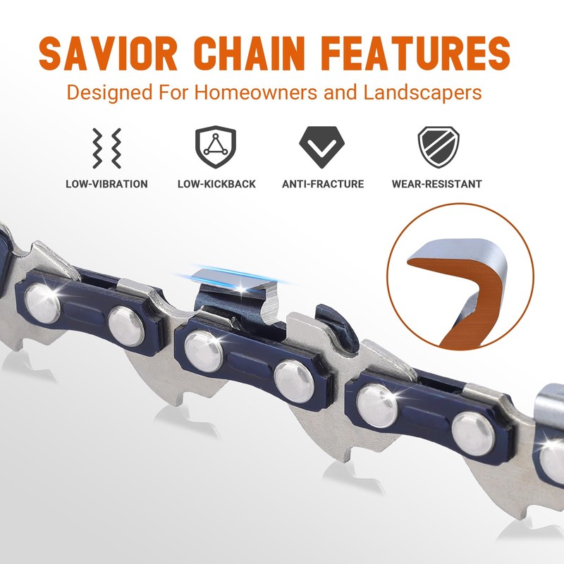 SAVIOR Pack of 3 MS180 Saw Chains 3/8 Inch LP