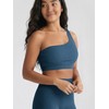 ODODOS Seamless One Shoulder Sports Bra for Women Ribbed Asymmetrical