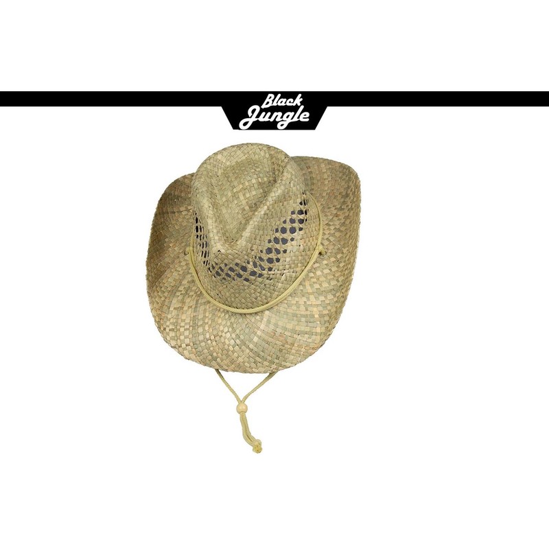 '"Beachcomber Natural Straw Hat with Chin Strap Western, Cowboy Hat,