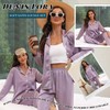 Denis Lora Silky Pajamas for Women Satin Button Up Long
