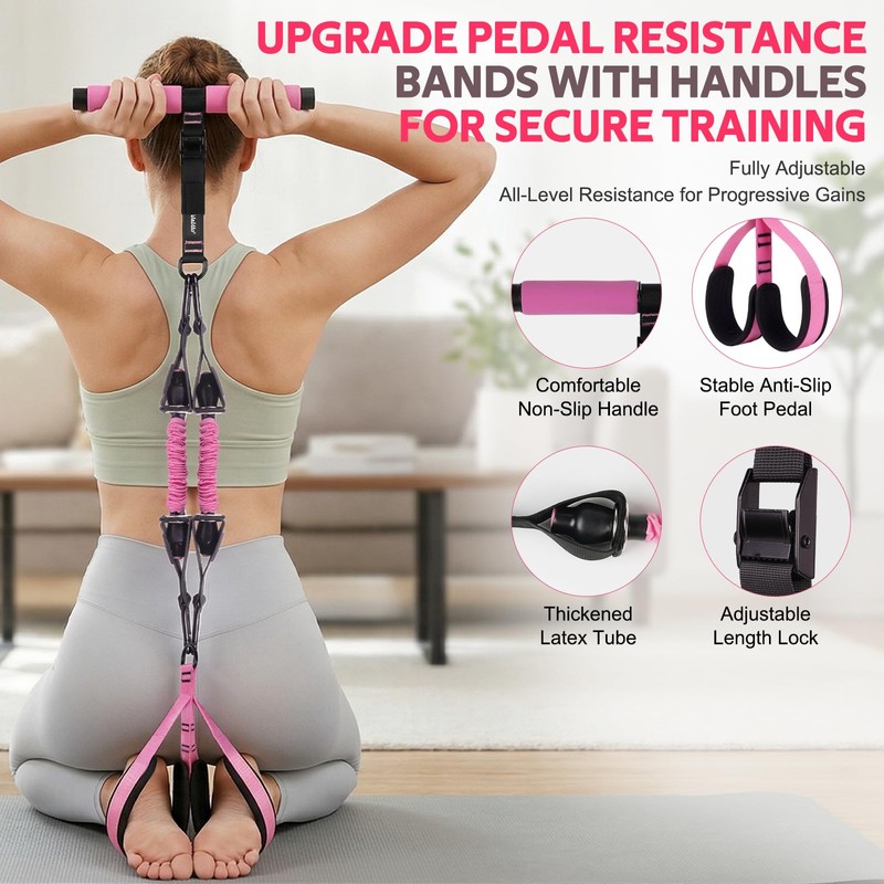 WALITO 15 PCS Pilates Kit, Adjustable Pedal Resistance Band with