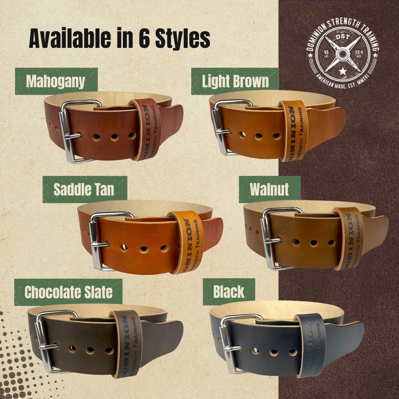 Dominion Strength Training Hand-Dyed Walnut 3 Inch Single Ply Belts