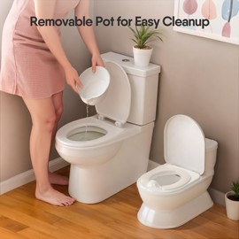 CheerTry 2-in-1 Toddler Potty Training Toilet - Larger Potty Chair & Detachable Training Seat for Boys & Girls Ages 1-3 with Flushing Sound, Wipes Storage, Toilet Paper Holder