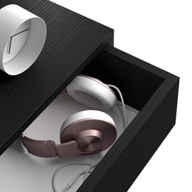 Mobili Fiver, Riccardo Floating nightstand, Ashwood Black, 17.7" x 9.8" x 6.1 ", Laminate-Finished, Modern Bedside Table, End Table, Italian Furniture