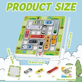 Rush Hour Game Junior, Parking Games with 22 Cars, Car Toy Storage Game, Logic Game with 750 Levels, Montessori Toy, Thinking Logic Puzzle Games, Family Game, Travel Game for Boys and Girls