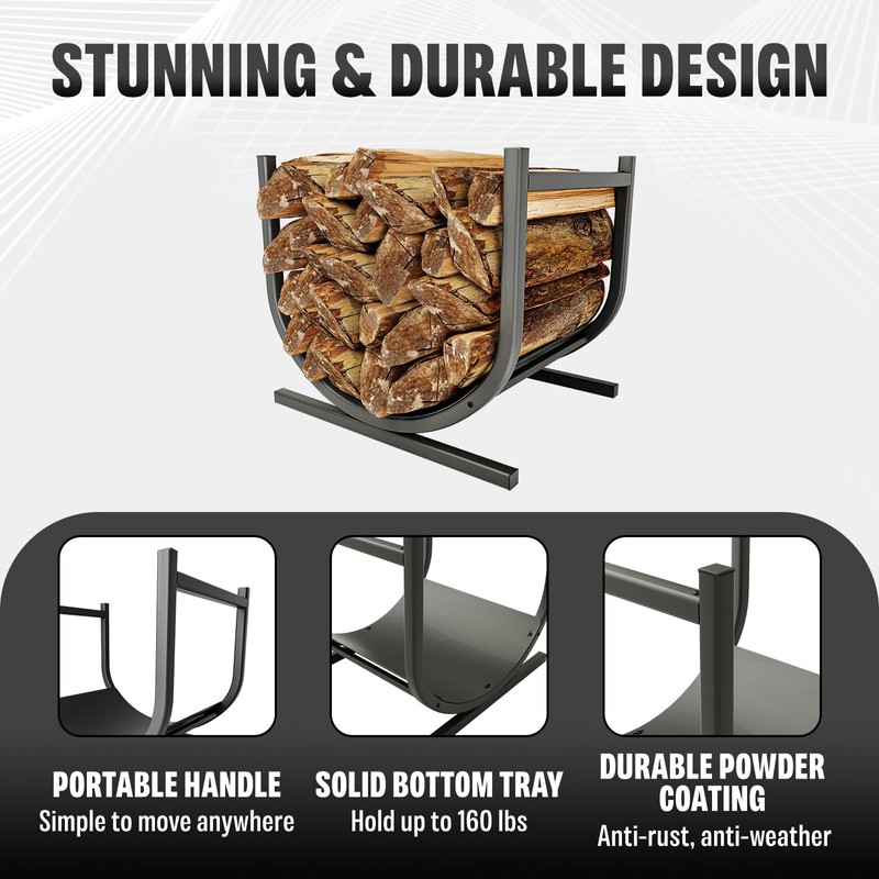 Idzo 17in Decorative Heavy Duty Firewood Storage Log Rack Decorative