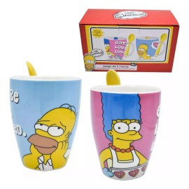 Fun Kids Dúo Tazas Cerámica Homero Marge Simpson Cuchara 310ml