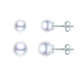 Pearl Earrings for Women Studs Sterling Silver, White Pearl Stud Earrings for Women Hypoallergenic Simulated Pearl Earrring Jewelry Gifts Woman