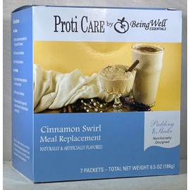 Proti Care Meal Replacement Pudding & Shake 15g protein - 7 servings - only 100 calories (Cinnamon Swirl)