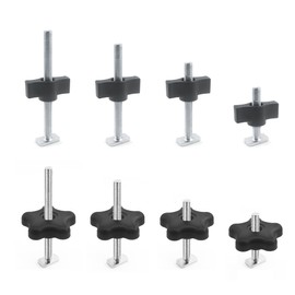 Bikykose 16pcs T-Track Knob Kit - 4 Different Length 5/16”-18 T-Bolts (4", 2-1/2", 1-1/2", 1") with Washers for Woodworking Jigs and Fixtures