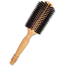 Cepillo redondo de madera con cerdas de jabalí de alta densidad para secar con soplado, alisar, peinar el cabello largo de los hombros o la espalda, c
