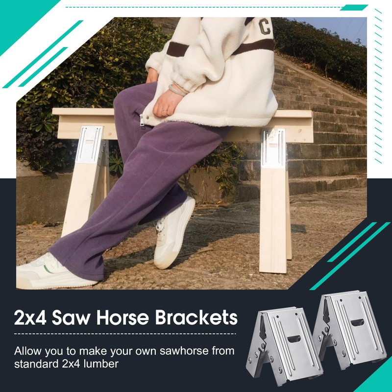 Gisafai 8 Pcs Steel Saw Horse Brackets Galvanized Metal Sawhorse